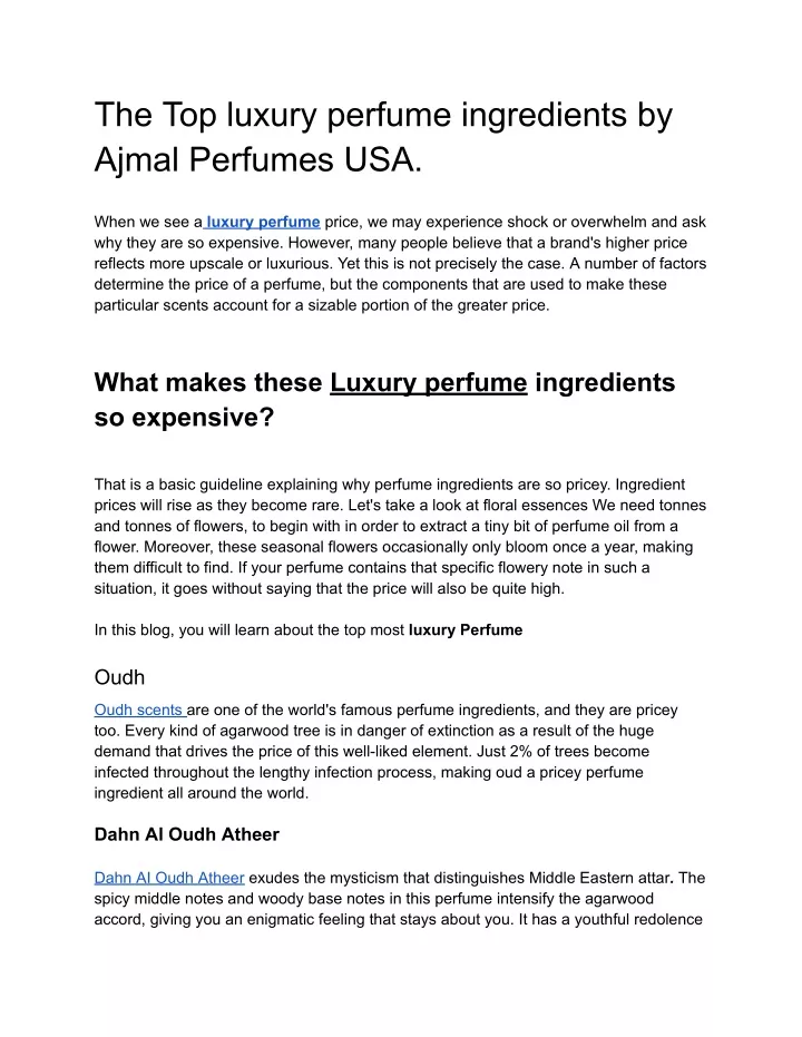 the top luxury perfume ingredients by ajmal