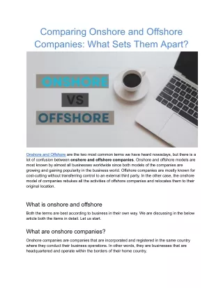 Comparing Onshore and Offshore Companies - What Sets Them Apart
