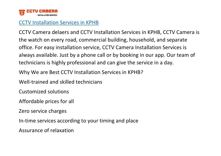 cctv installation services in kphb