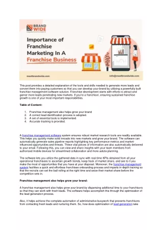 How Franchise Management Can Help In Generating New Leads for Your Business
