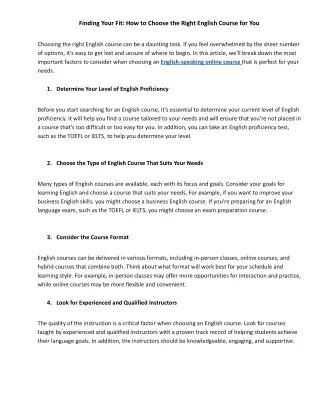 finding your fit how to choose the right english