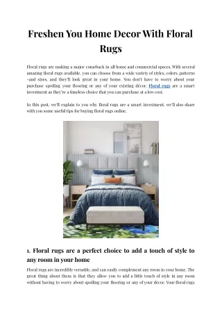 Freshen You Home Decor With Floral Rugs