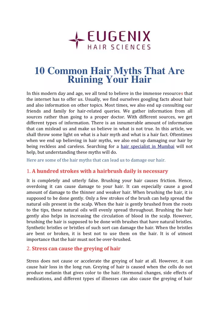 10 common hair myths that are ruining your hair