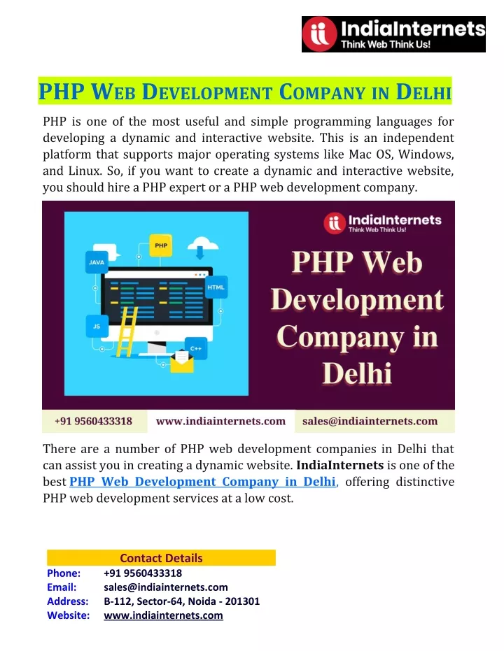 php w eb d evelopment c ompany in d elhi