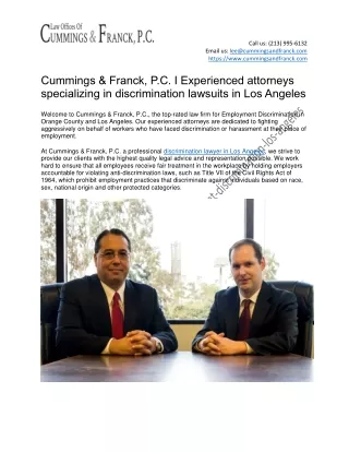 Experienced attorneys specializing in discrimination lawsuits in Los Angeles