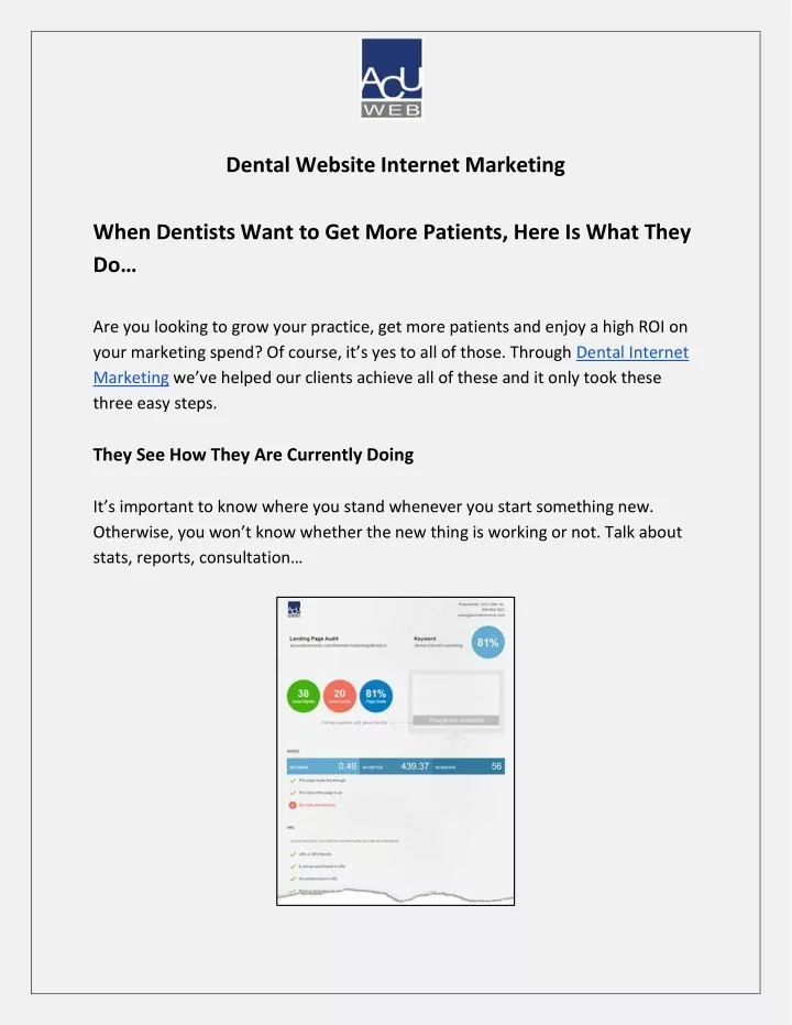 dental website internet marketing when dentists