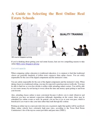 A Guide to Selecting the Best Online Real Estate Schools