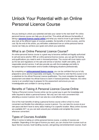 unlock your potential with an online personal