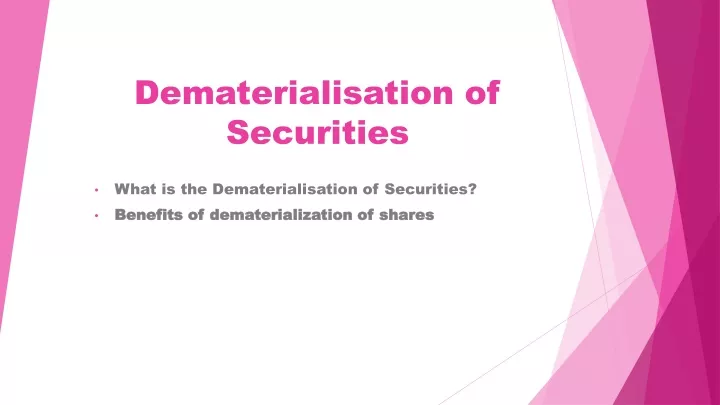 dematerialisation of securities