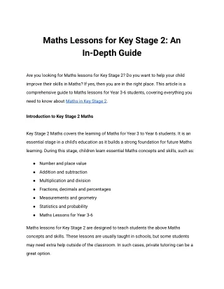 maths lessons for key stage 2 an in depth guide