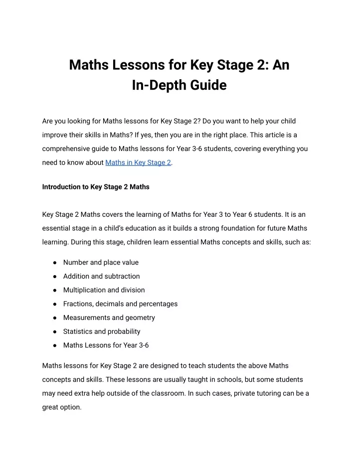maths lessons for key stage 2 an in depth guide
