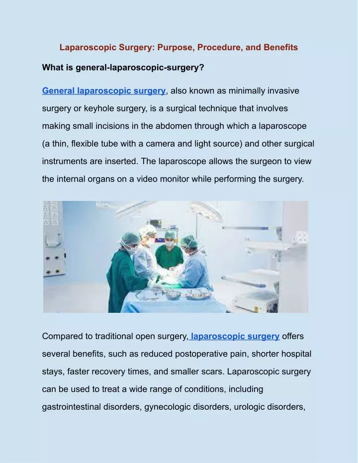 laparoscopic surgery purpose procedure