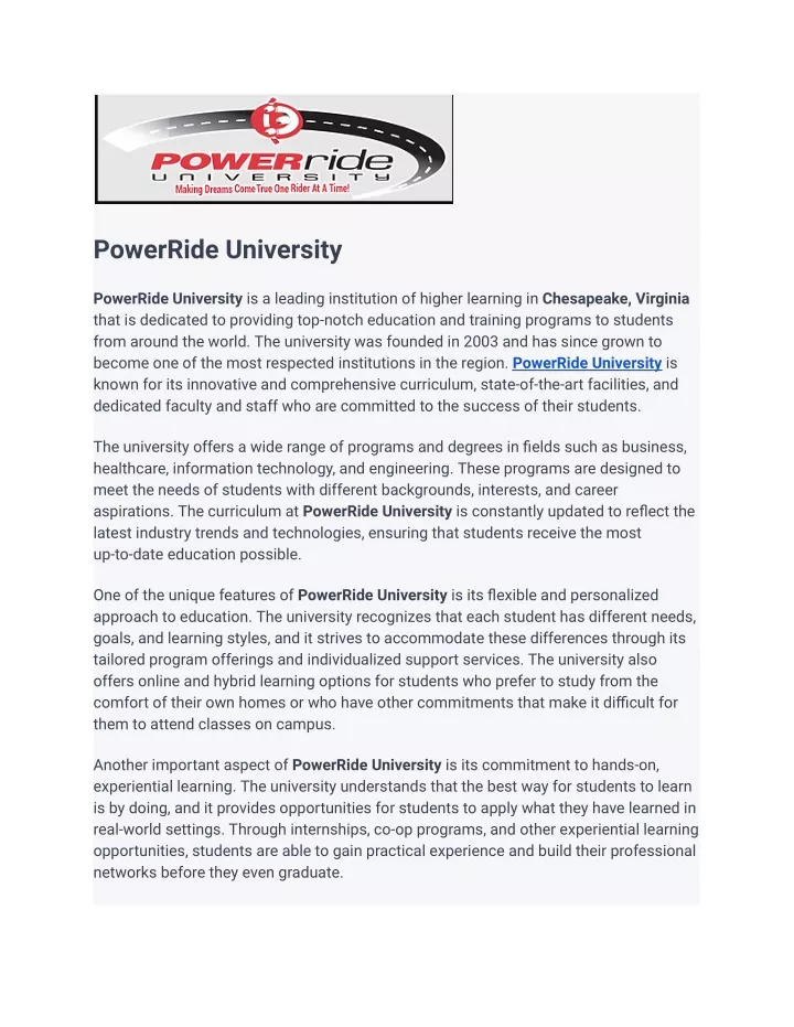 powerride university