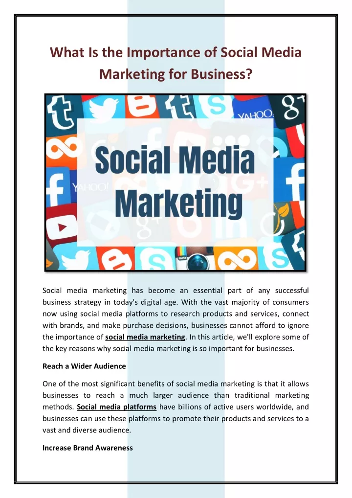 what is the importance of social media marketing