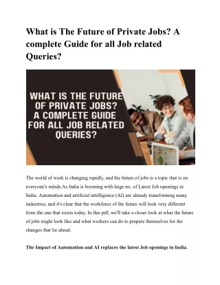 What is The Future of Private Jobs? A complete Guide for all Job-related Queries