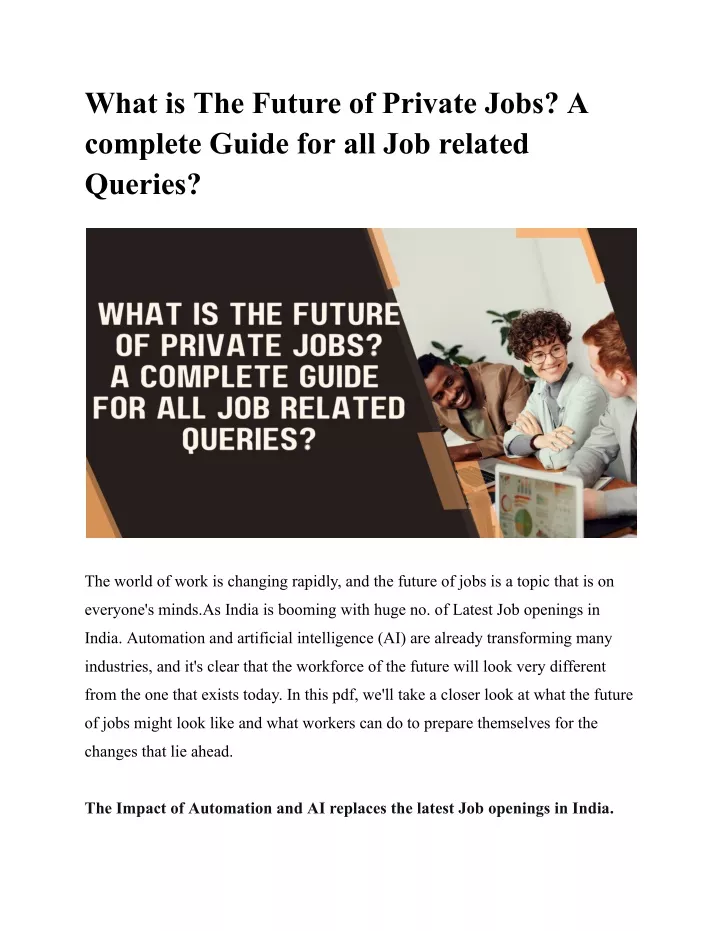 what is the future of private jobs a complete