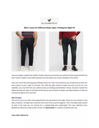 Mens Jeans for Different Body Types Finding the Right Fit