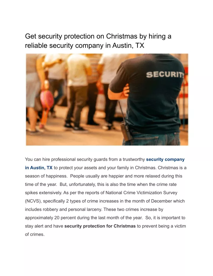 get security protection on christmas by hiring