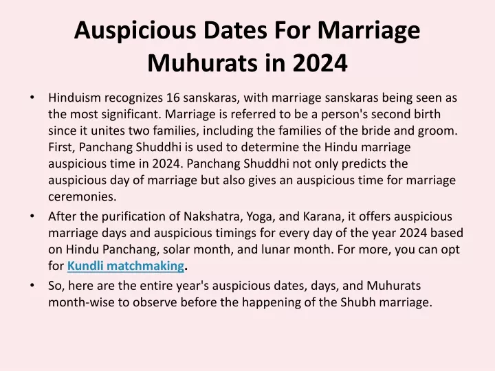 PPT Auspicious Dates For Marriage Muhurats in 2024 PowerPoint