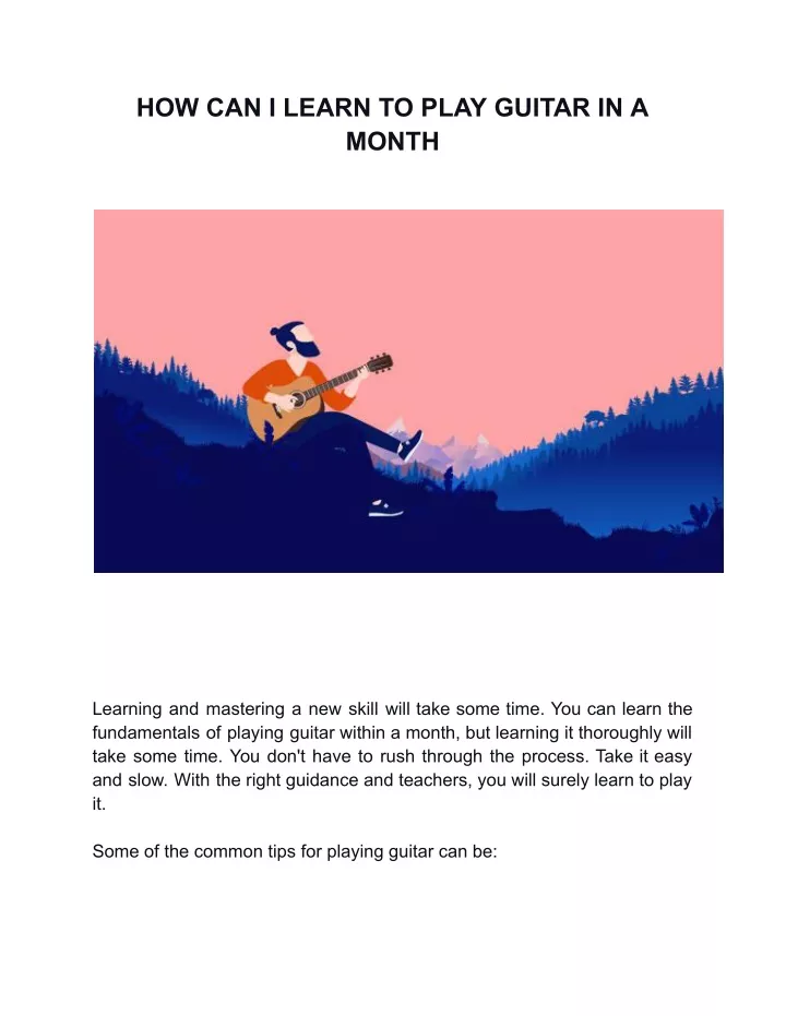 how can i learn to play guitar in a month