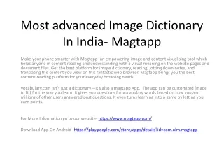 Most advanced Image Dictionary In India- Magtapp