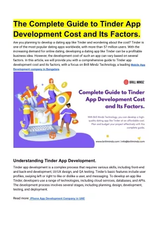 the complete guide to tinder app development cost