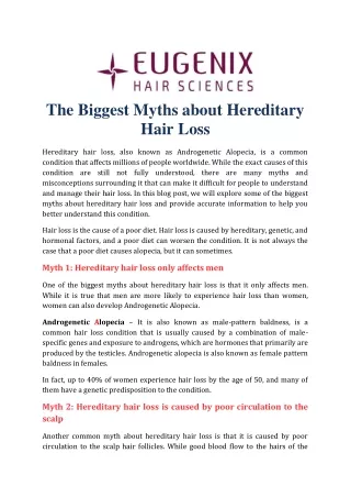 The Biggest Myths about Hereditary Hair Loss