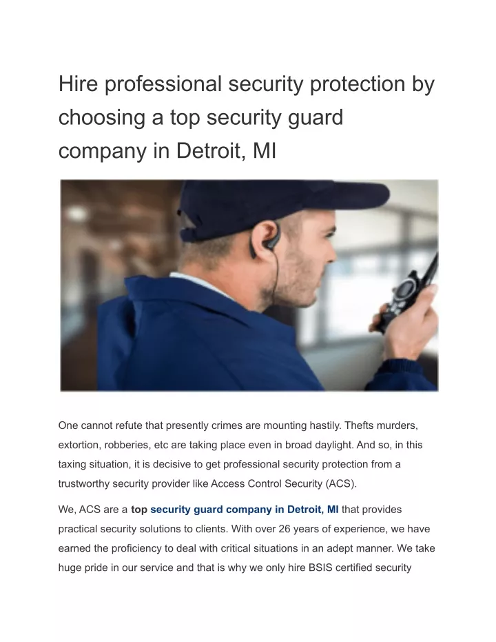 hire professional security protection by choosing