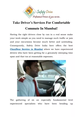 Chauffeur Service in Mumbai Call- 9870270127