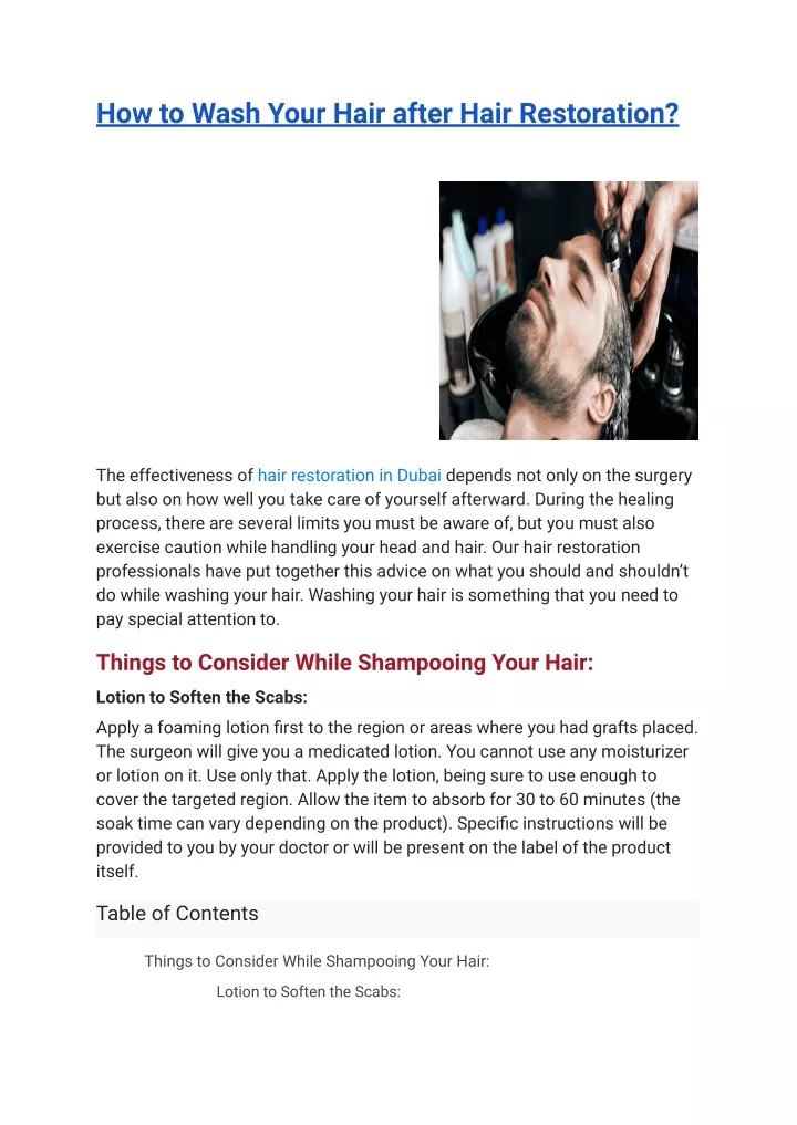 how to wash your hair after hair restoration