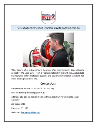 Fire extinguisher testing | thelocalguystestandtag.com.au