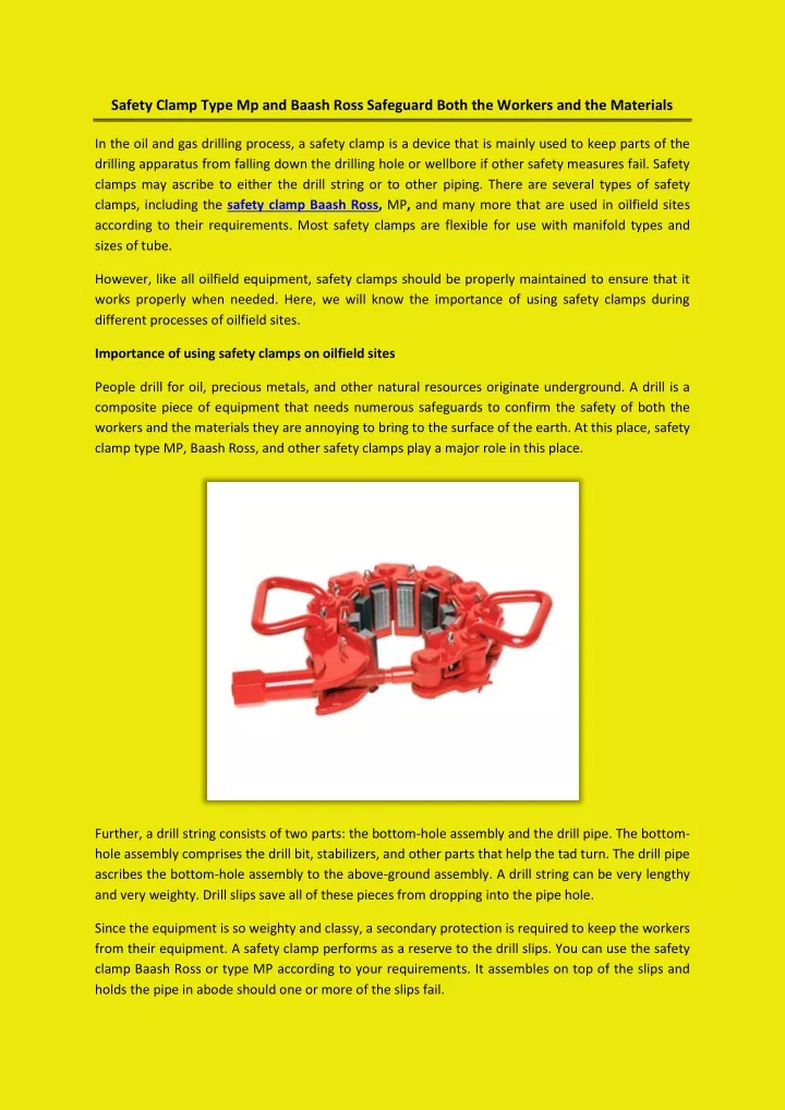 safety clamp type mp and baash ross safeguard