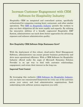 Increase Customer Engagement with CRM Software for Hospitality Industry