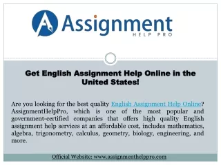 Get English Assignment Help Services Online in the USA!