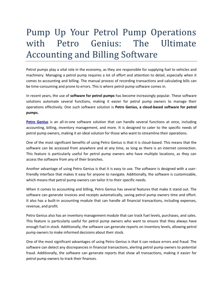 pump up your petrol pump operations with petro