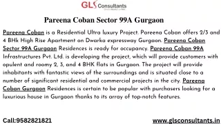 Pareena Coban Sector 99A Gurgaon