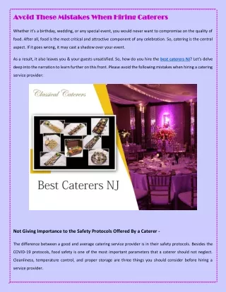 Avoid These Mistakes When Hiring Caterers