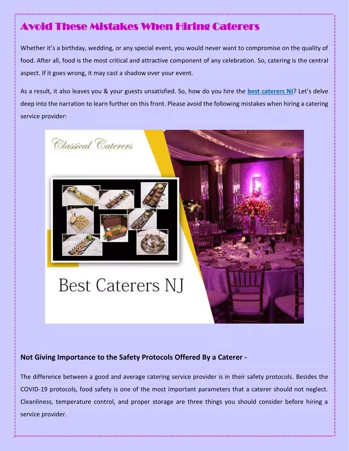 avoid these mistakes when hiring caterers avoid