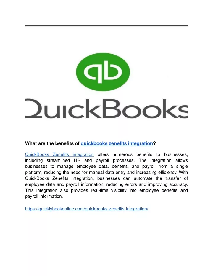 what are the benefits of quickbooks zenefits