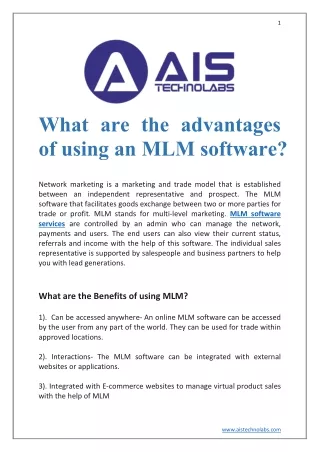 What are the advantages of using an MLM software