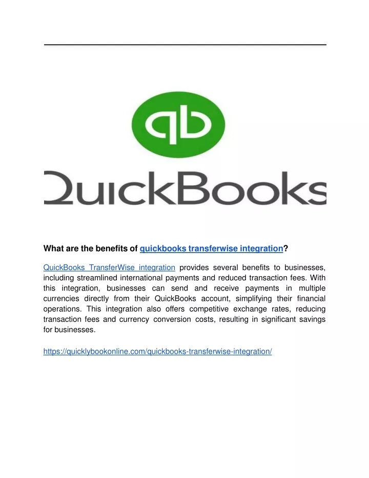 what are the benefits of quickbooks transferwise