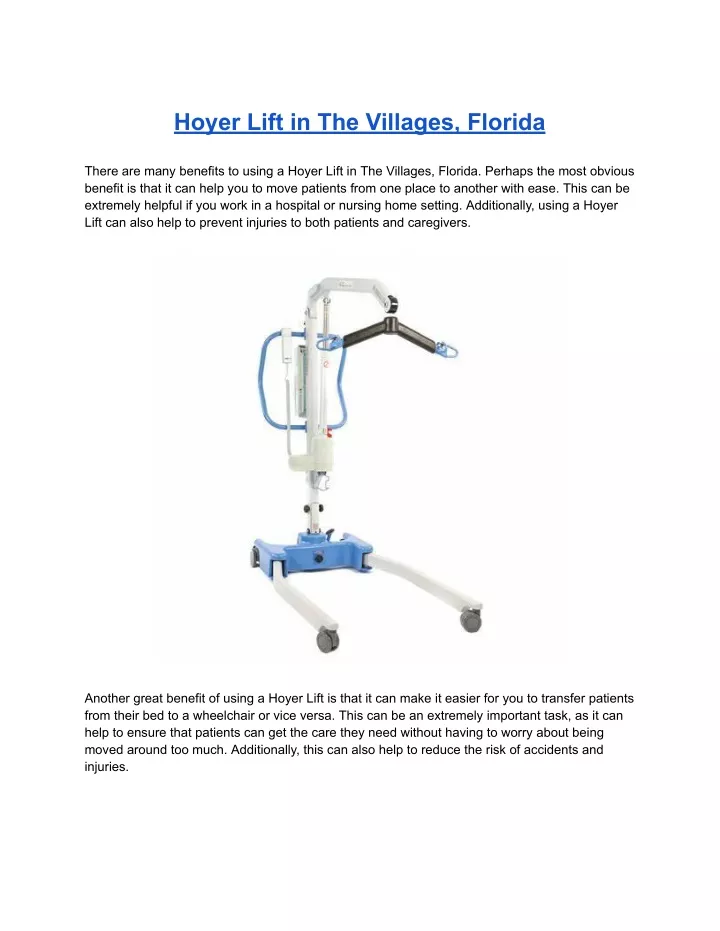 hoyer lift in the villages florida