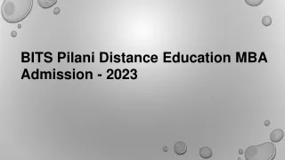 BITS Pilani Distance Education MBA Admission - 2023