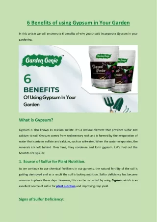 6 Benefits of using Gypsum in Your Garden
