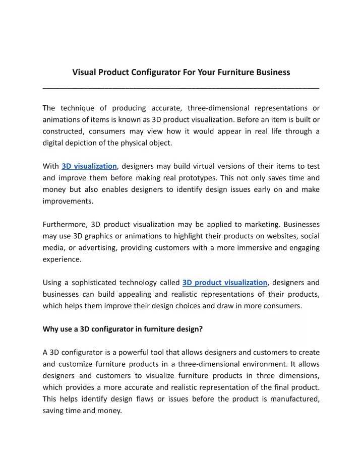 visual product configurator for your furniture