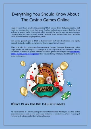 Everything You Should Know About The Casino Games Online