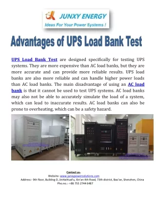 Advantages of UPS Load Bank Test
