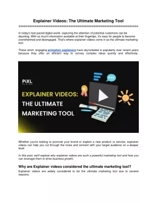 Explainer Videos: The Ultimate Marketing Tool