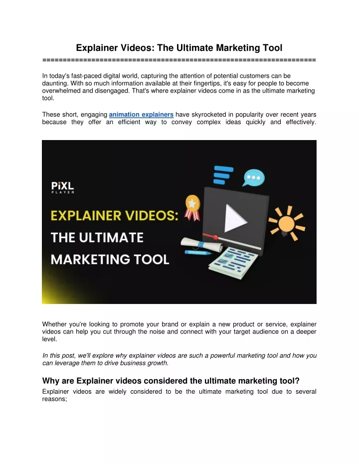 explainer videos the ultimate marketing tool