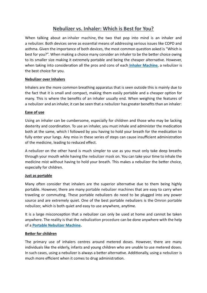 nebulizer vs inhaler which is best for you
